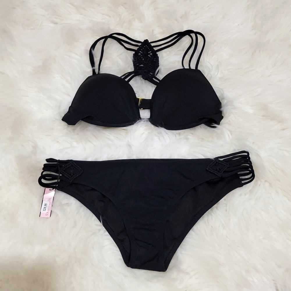 Victoria's Secret Swimsuit, crochet on back strap, strappy bikini